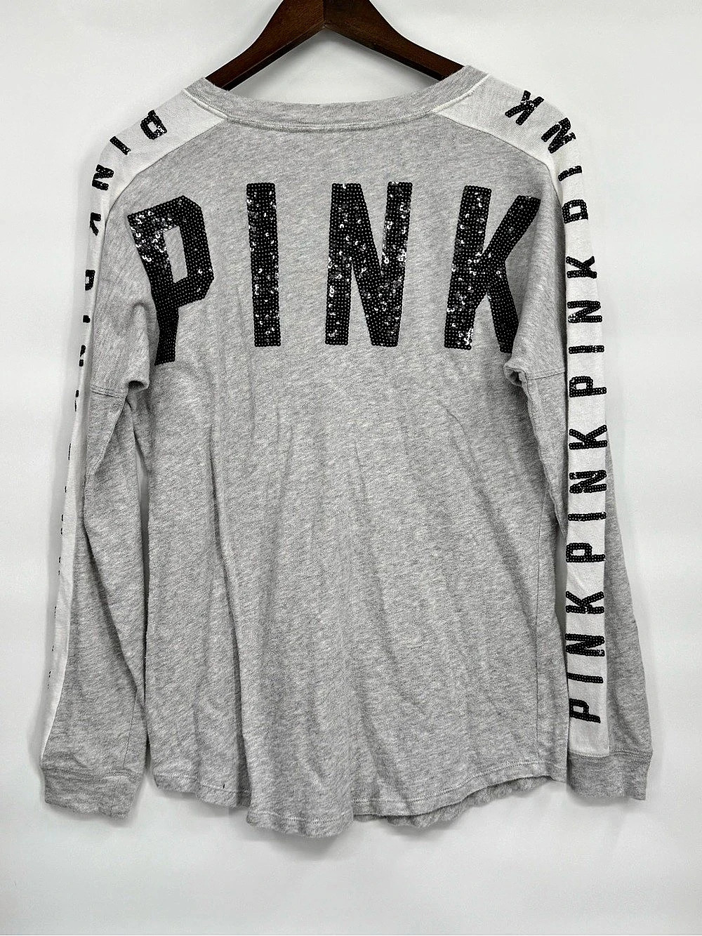 PINK pullover Gray Long Sleeve Top Size XS 2016